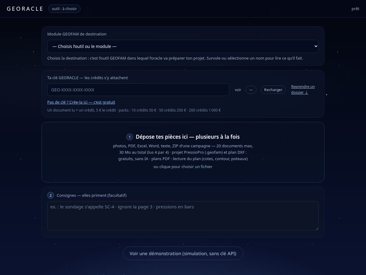 Landing-page snapshot of georacle.tech