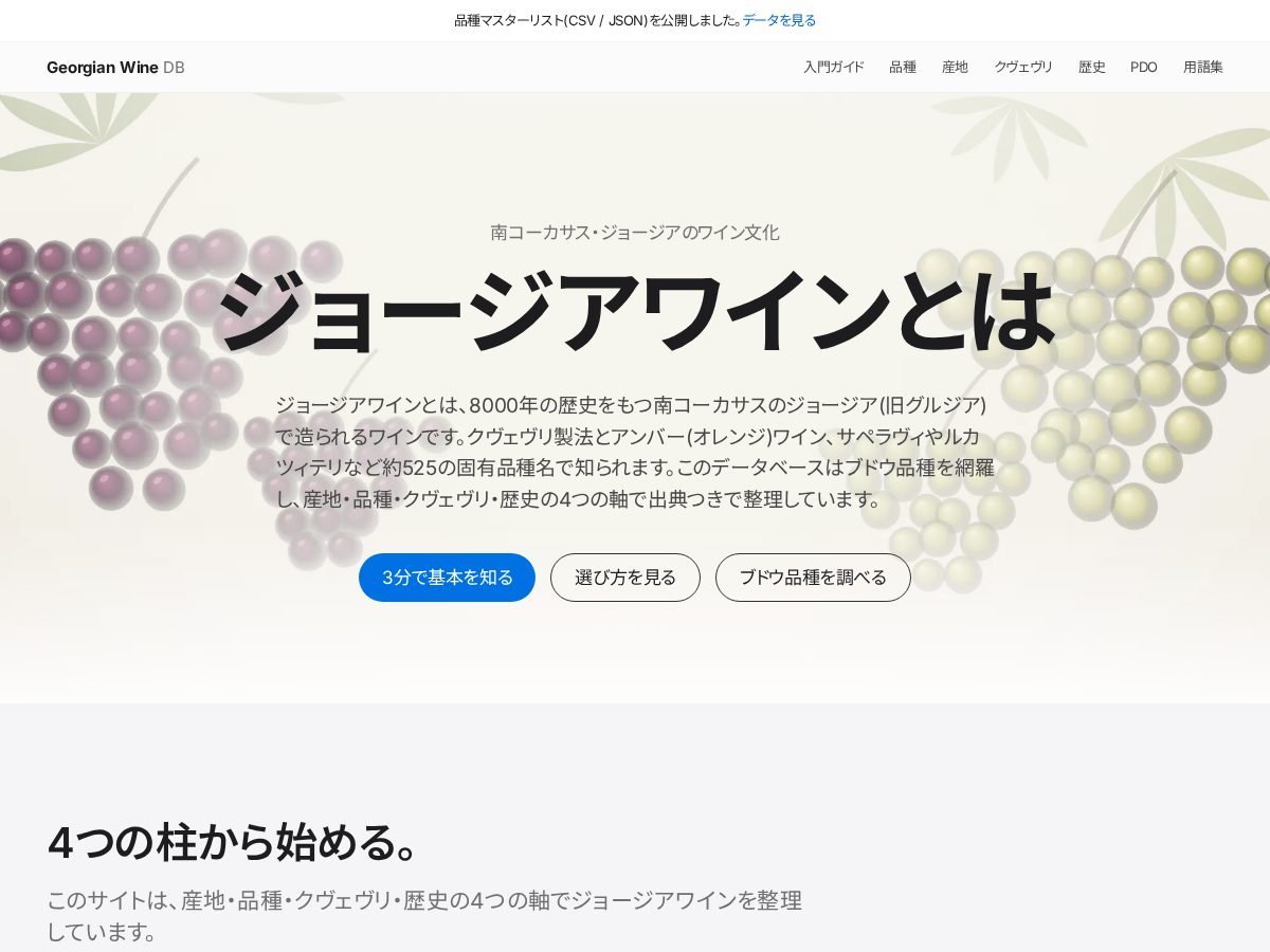 Landing-page snapshot of georgianwinedb.com