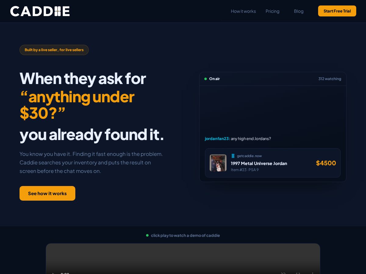 Landing-page snapshot of getcaddy.now
