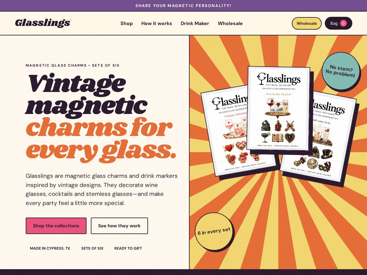 Landing-page snapshot of getglasslings.com
