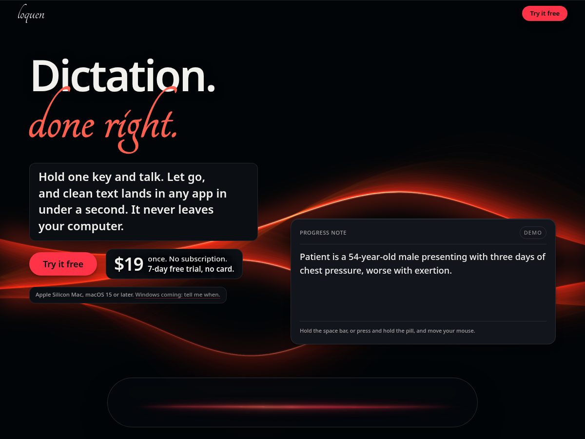 Landing-page snapshot of getloquen.com