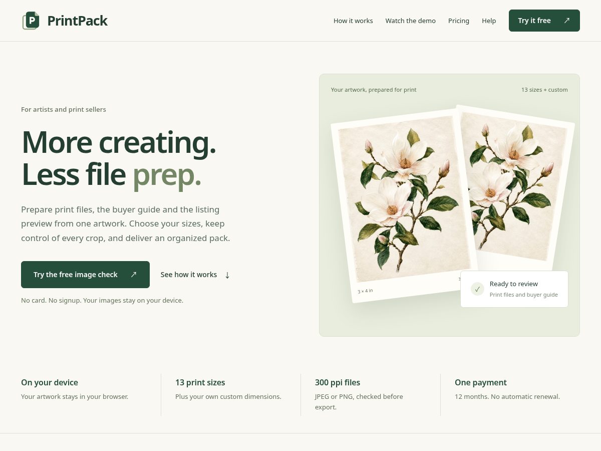 Landing-page snapshot of getprintpack.com