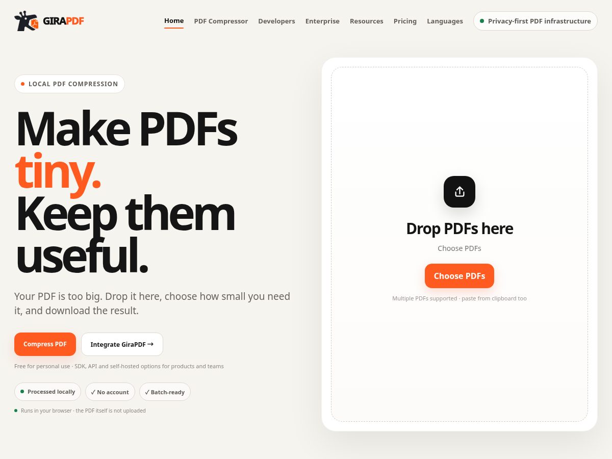 Landing-page snapshot of girapdf.com