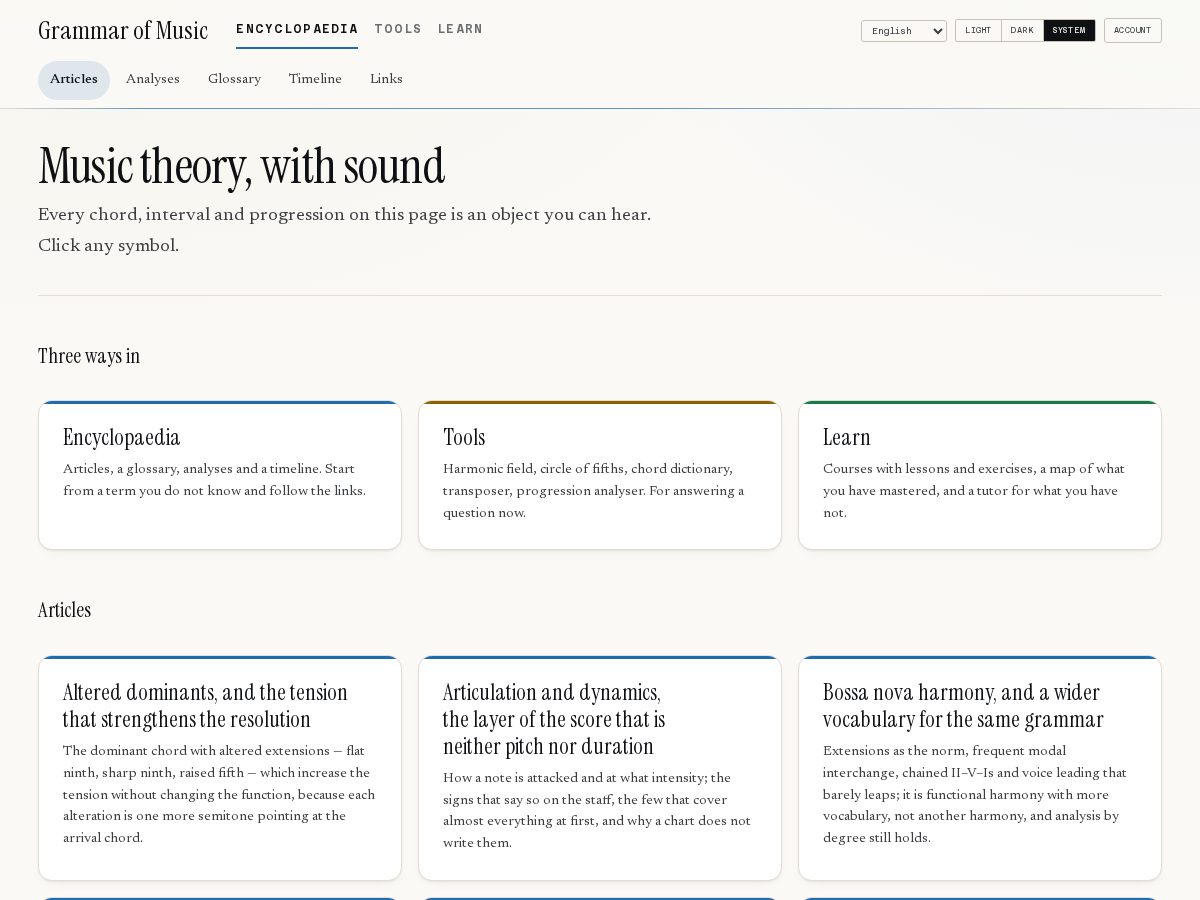 Landing-page snapshot of gramaticadelamusica.com