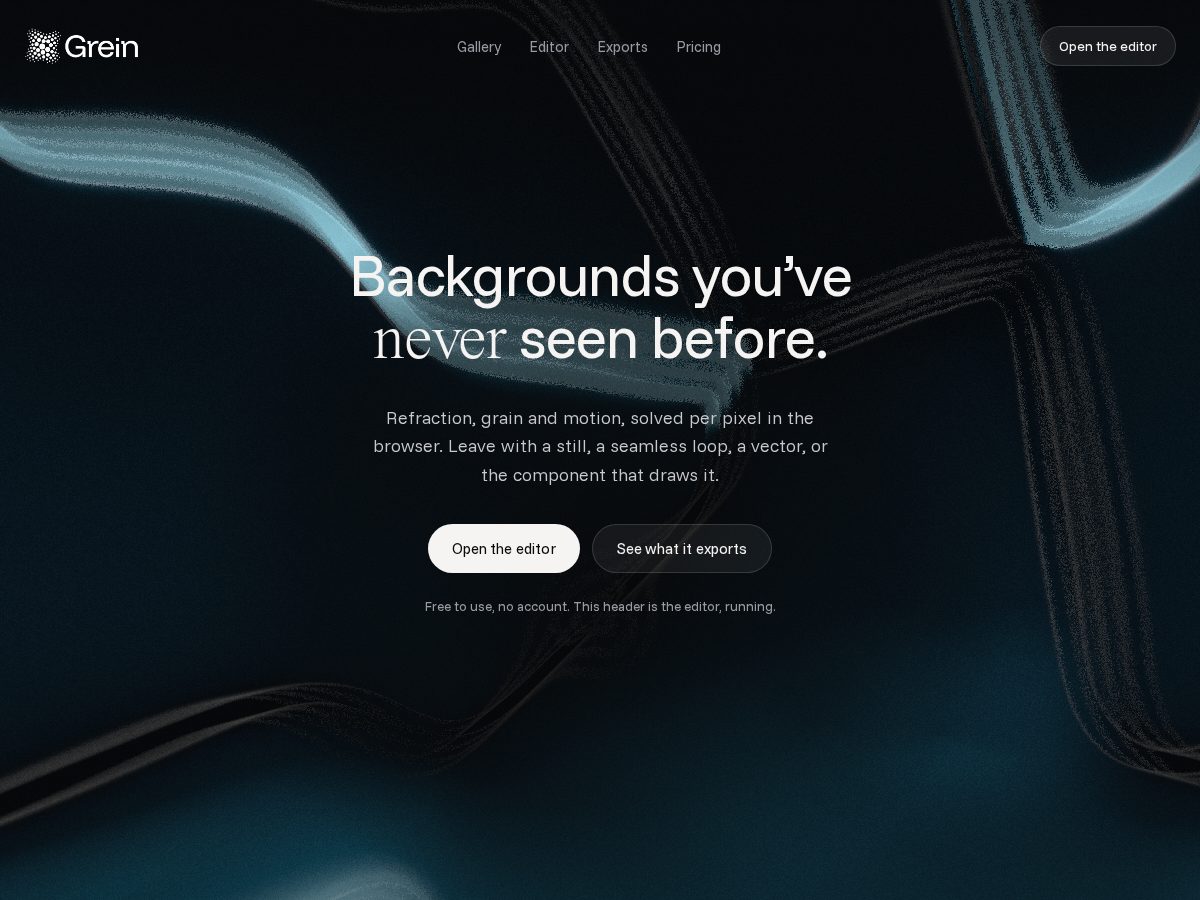 Landing-page snapshot of grein.design