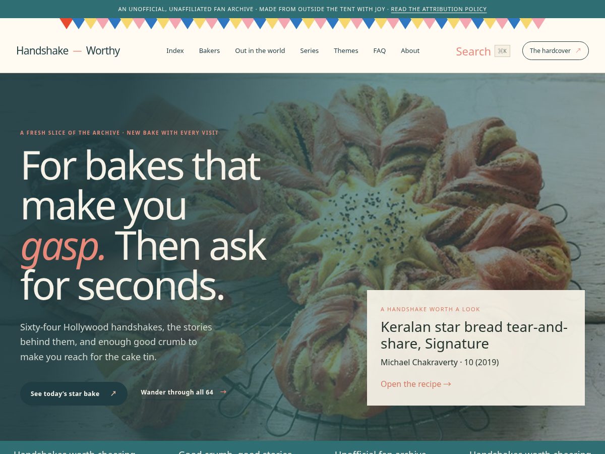 Landing-page snapshot of handshake-worthy.com