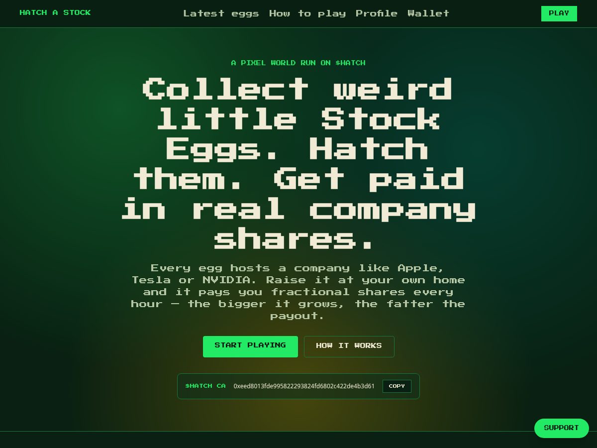 Landing-page snapshot of hatchstocks.com