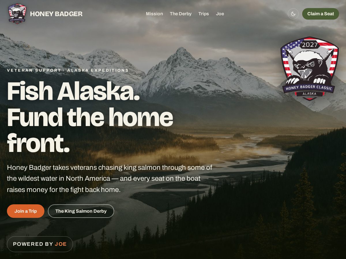 Landing-page snapshot of honeybadgerclassic.com