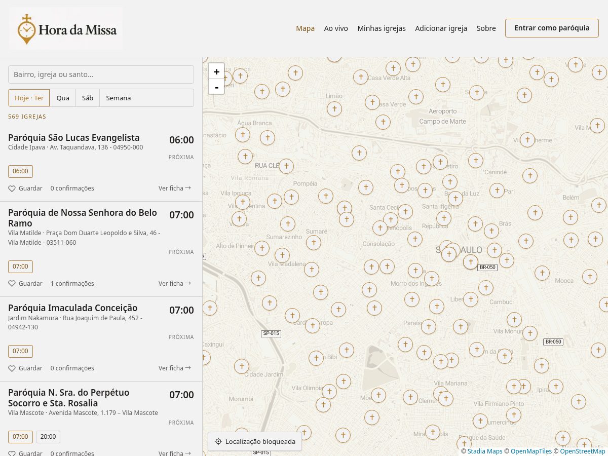 Landing-page snapshot of horadamissa.online