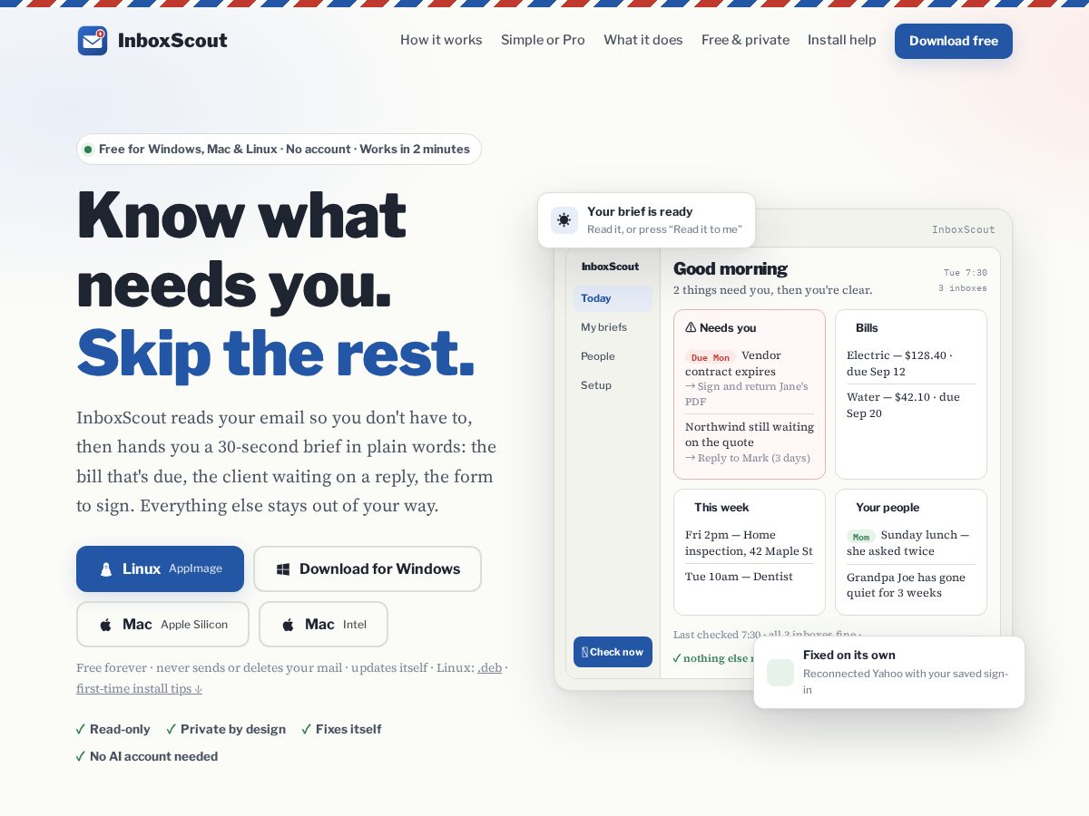 Landing-page snapshot of inboxscout.org