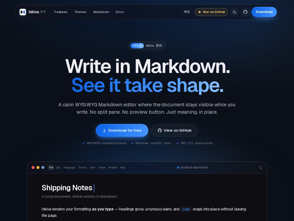 Landing-page snapshot of inkiva.net