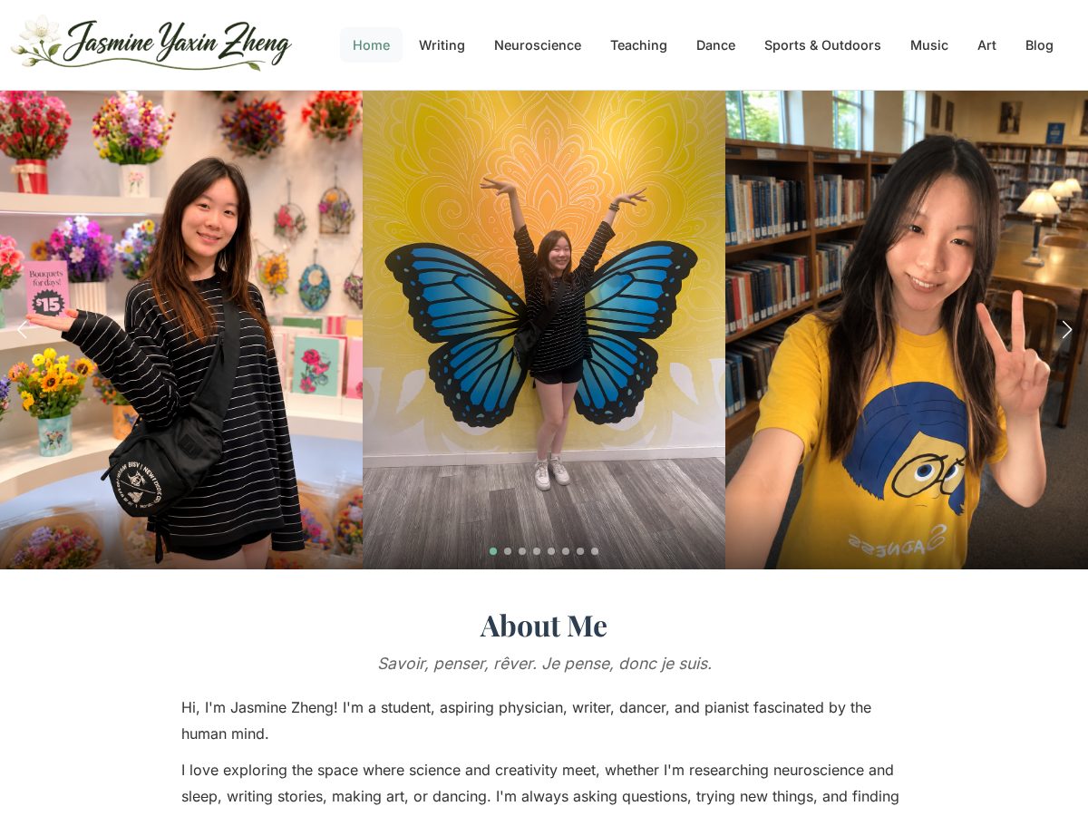 Landing-page snapshot of jasmine-zheng.com