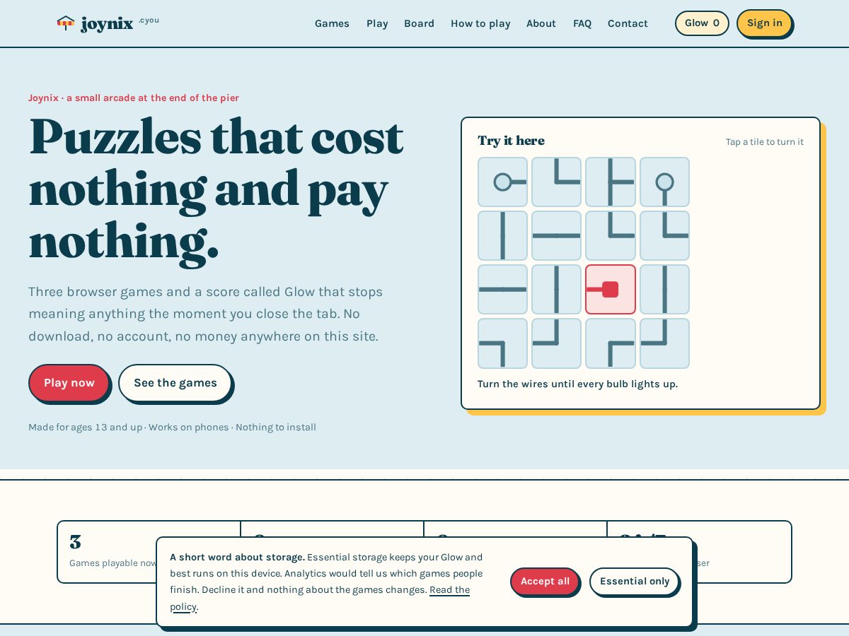 Landing-page snapshot of joynix.cyou