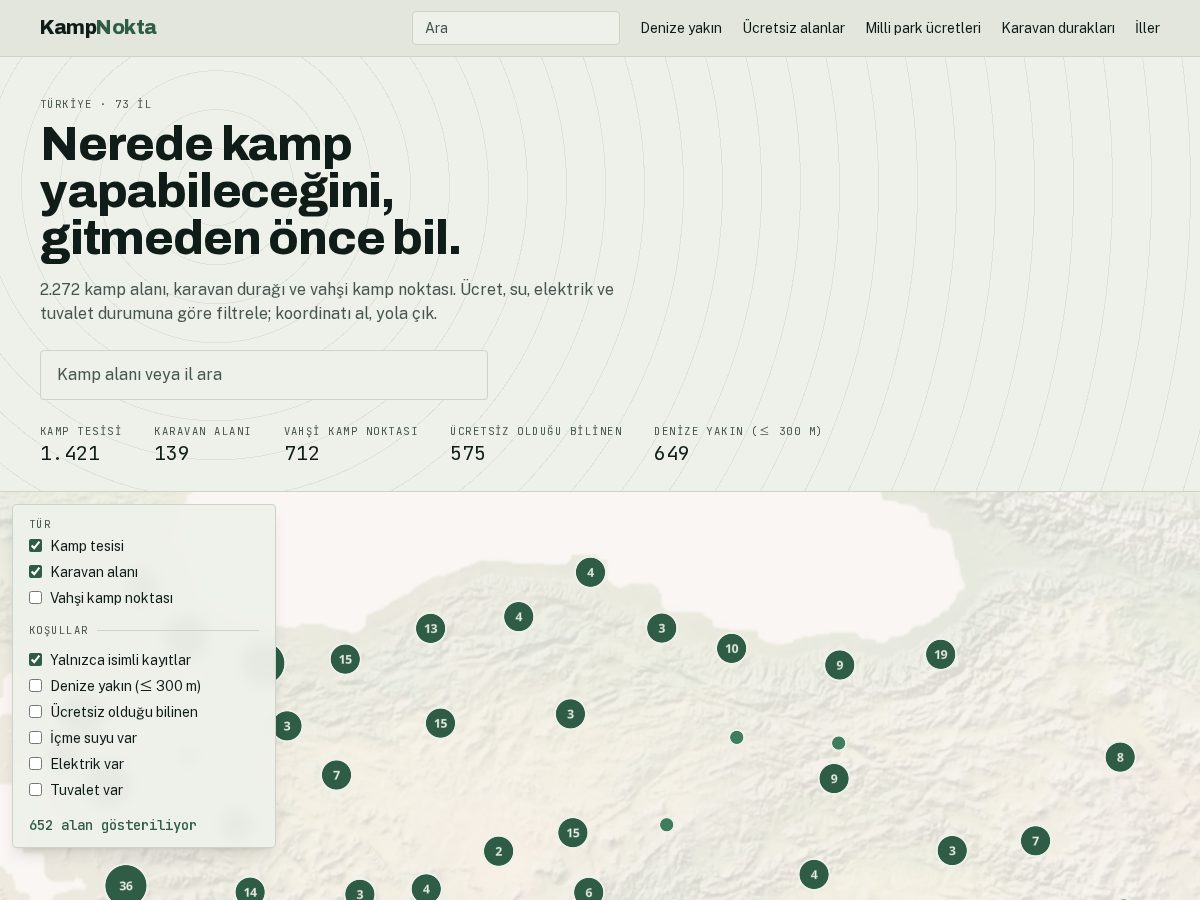 Landing-page snapshot of kampnokta.com