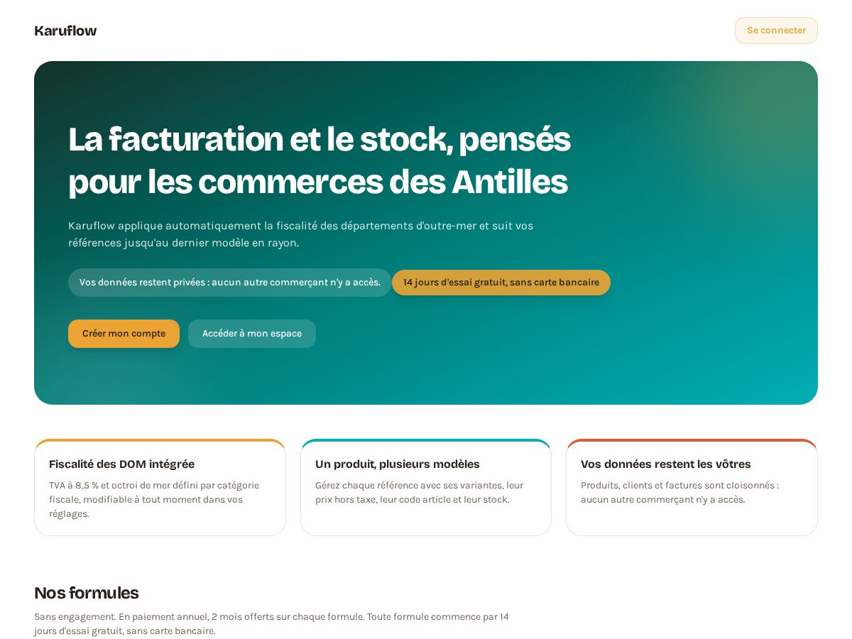 Landing-page snapshot of karuflow.com