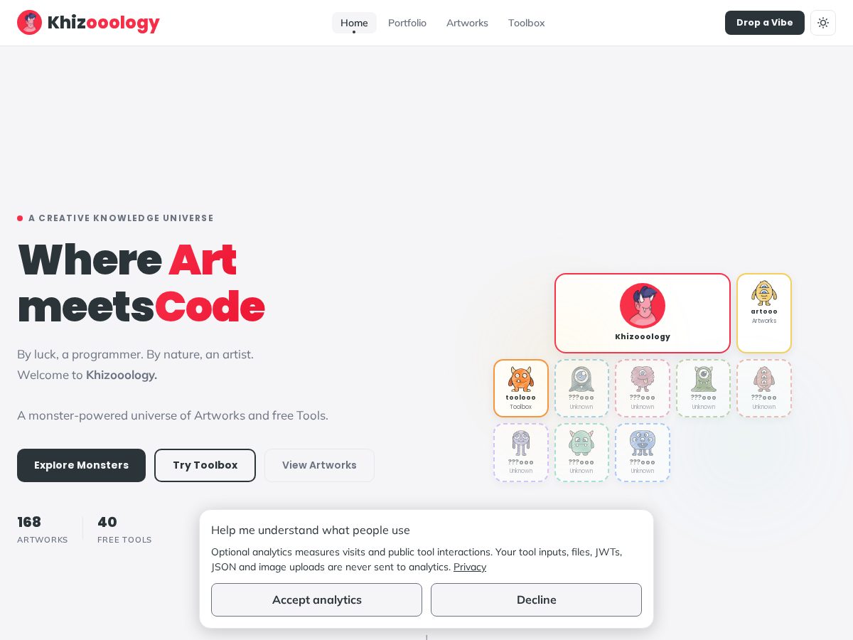 Landing-page snapshot of khizooology.com