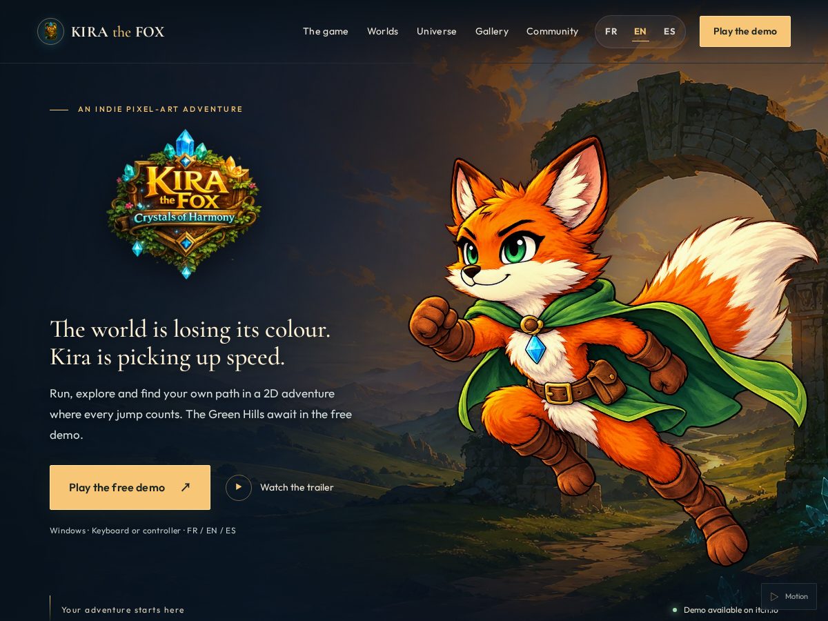 Landing-page snapshot of kirathefox.com