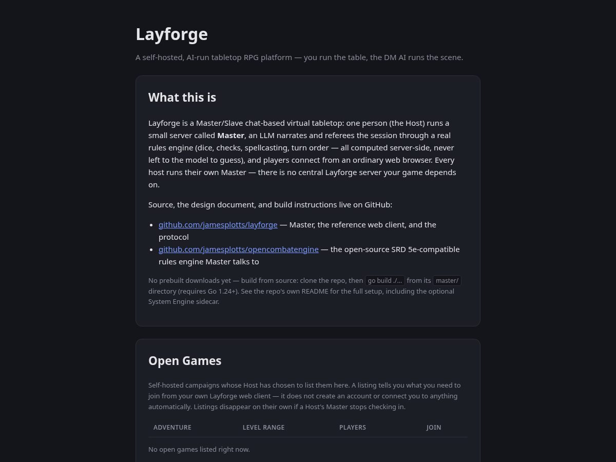 Landing-page snapshot of layforge.org