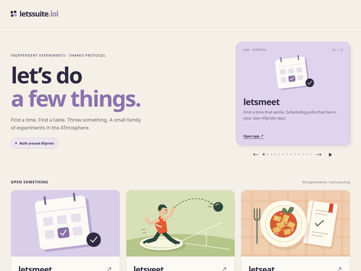 Landing-page snapshot of letssuite.lol