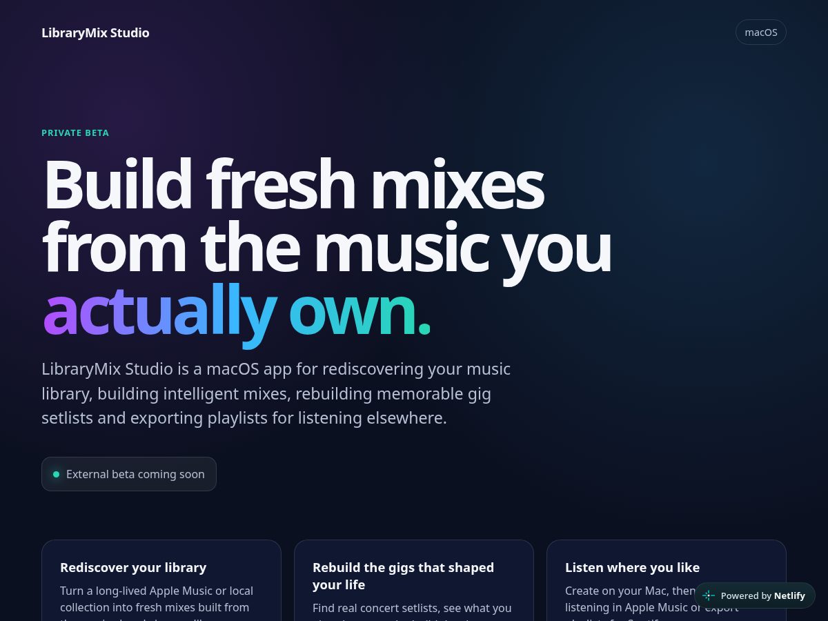 Landing-page snapshot of librarymixstudio.com