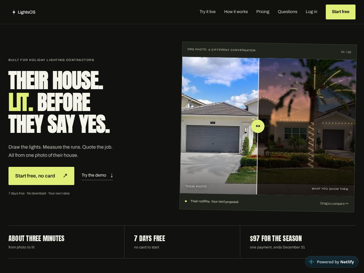 Landing-page snapshot of lightsos.com