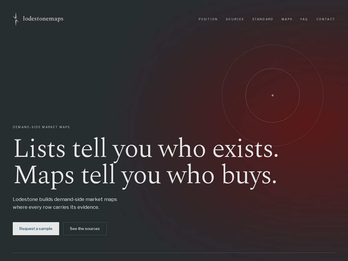 Landing-page snapshot of lodestonemaps.com