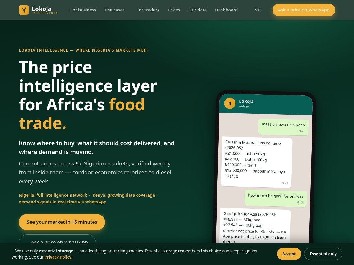 Landing-page snapshot of lokojahq.com