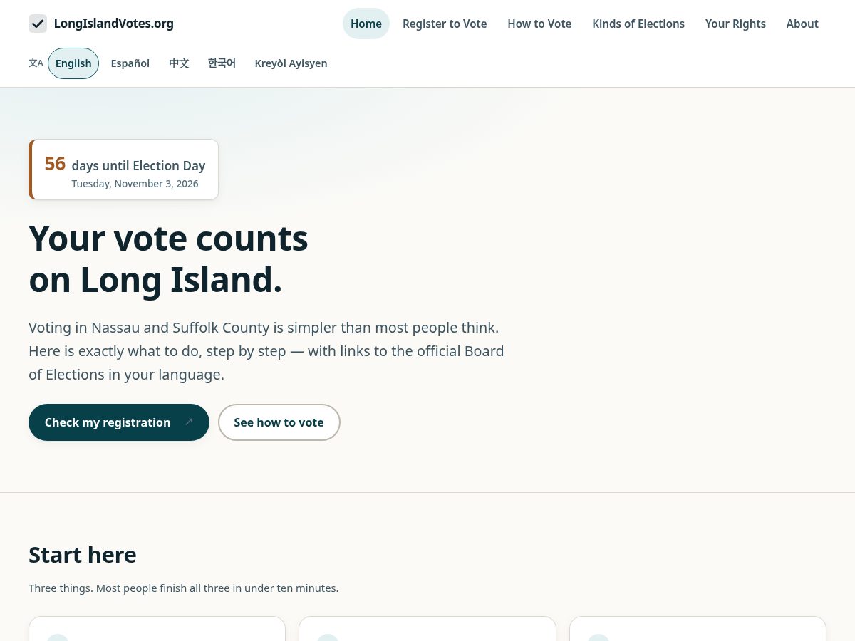 Landing-page snapshot of longislandvotes.org