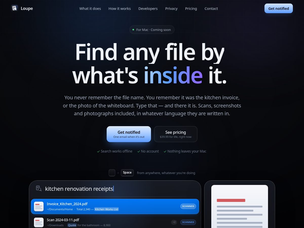 Landing-page snapshot of macloupe.com