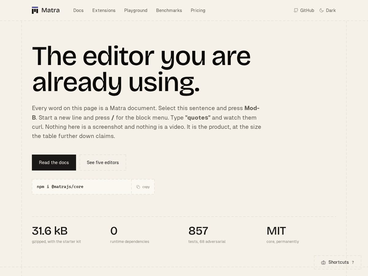 Landing-page snapshot of matrajs.com