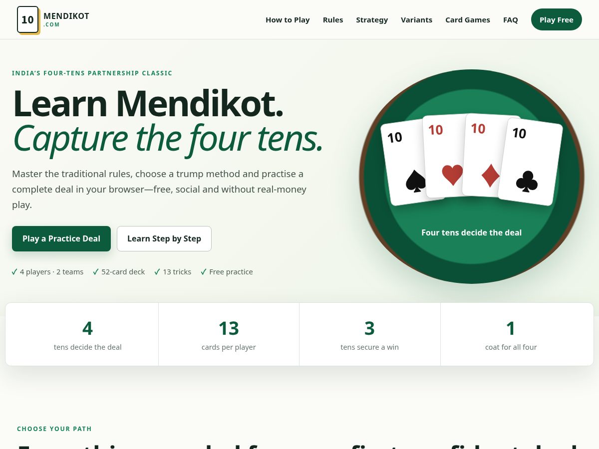 Landing-page snapshot of mendikot.com