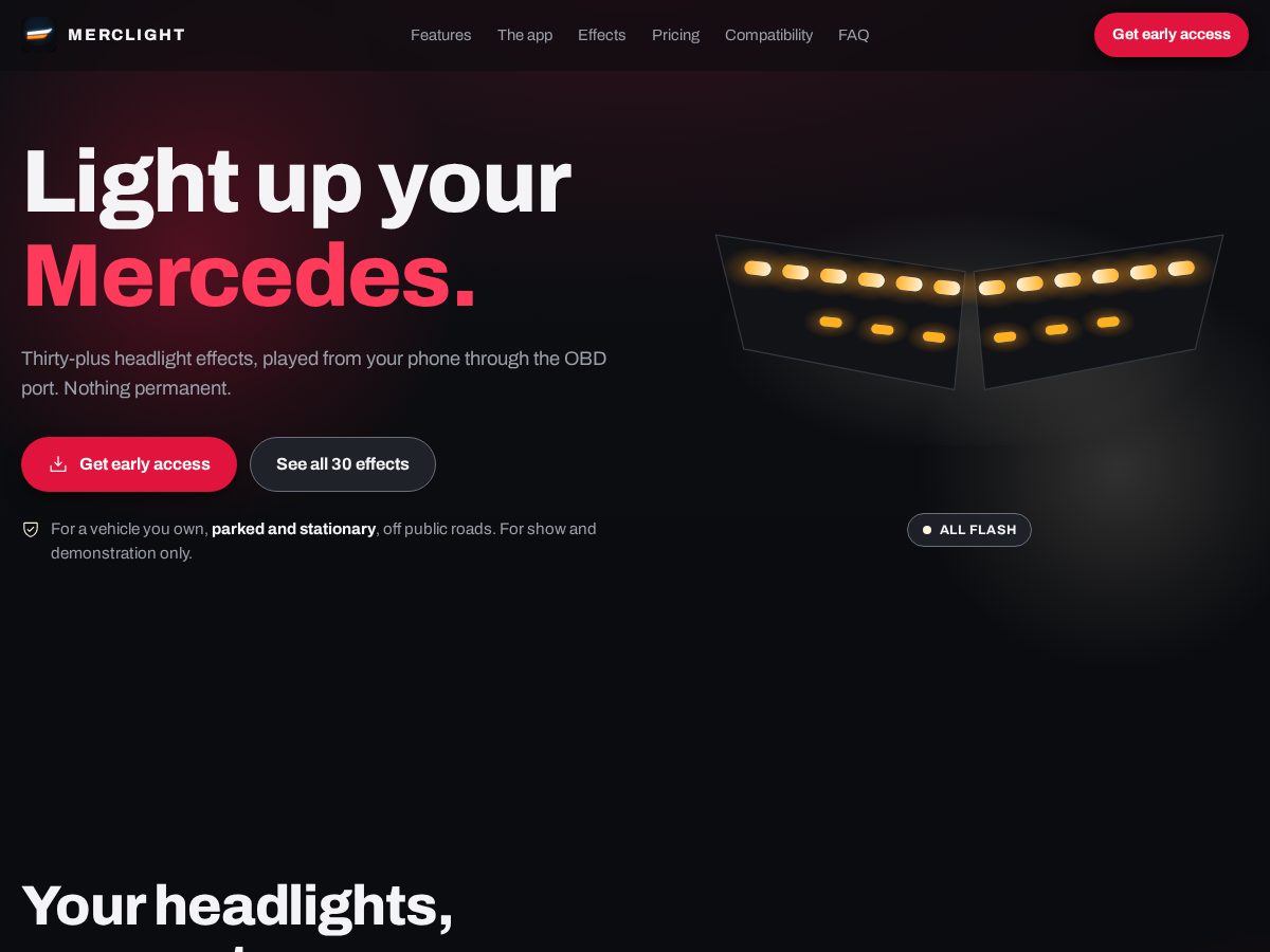 Landing-page snapshot of merclight.com