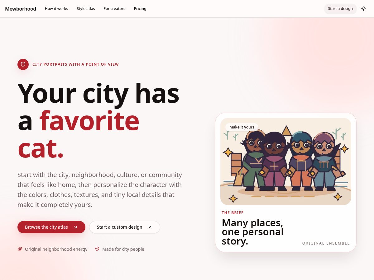 Landing-page snapshot of mewborhood.com