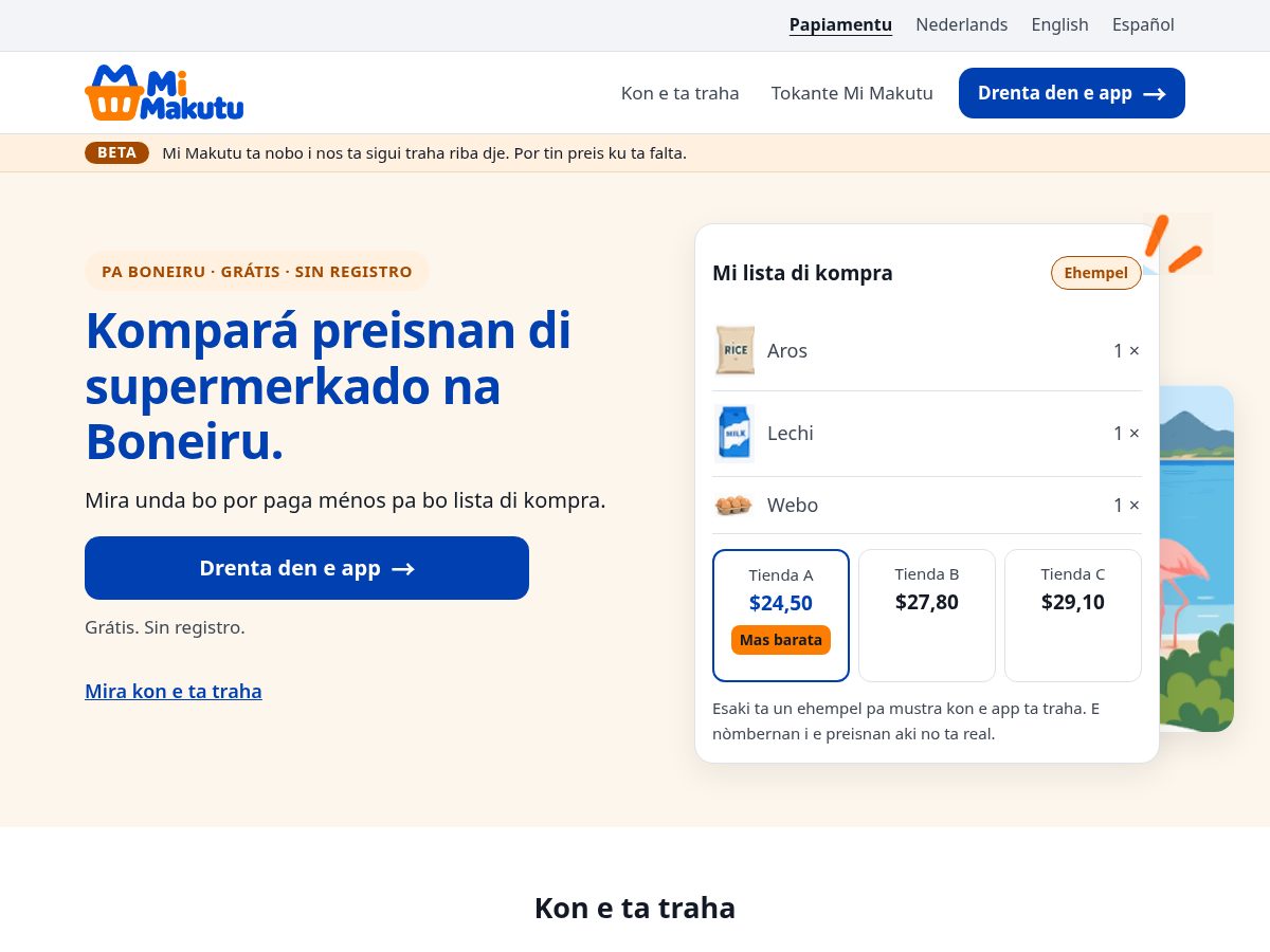 Landing-page snapshot of mimakutu.com