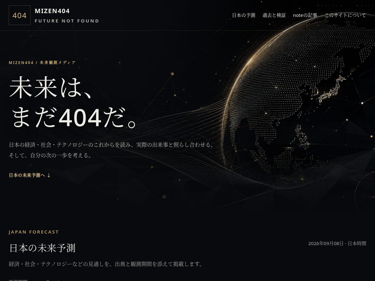 Landing-page snapshot of mizen404.com