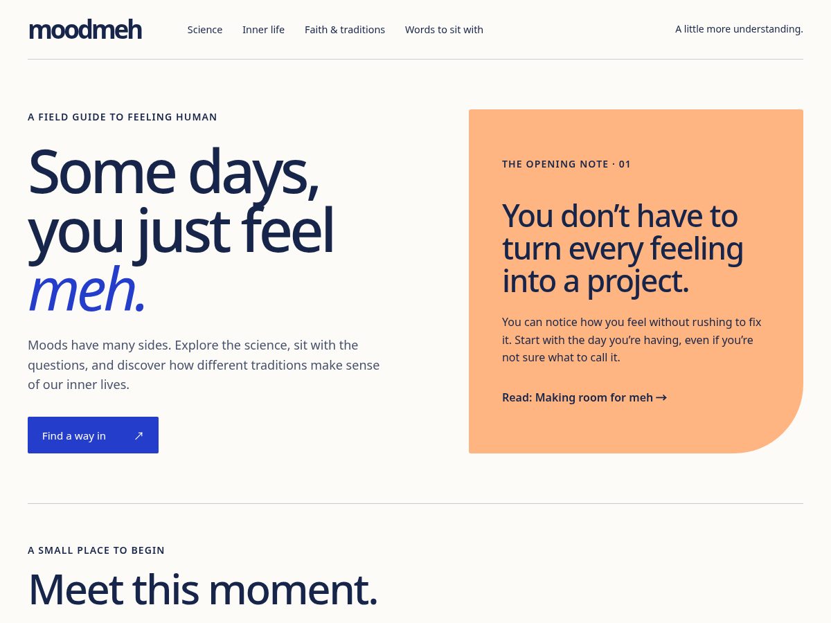 Landing-page snapshot of moodmeh.com