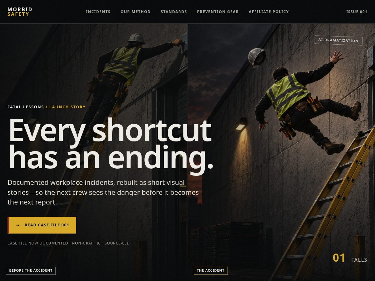 Landing-page snapshot of morbidsafety.com