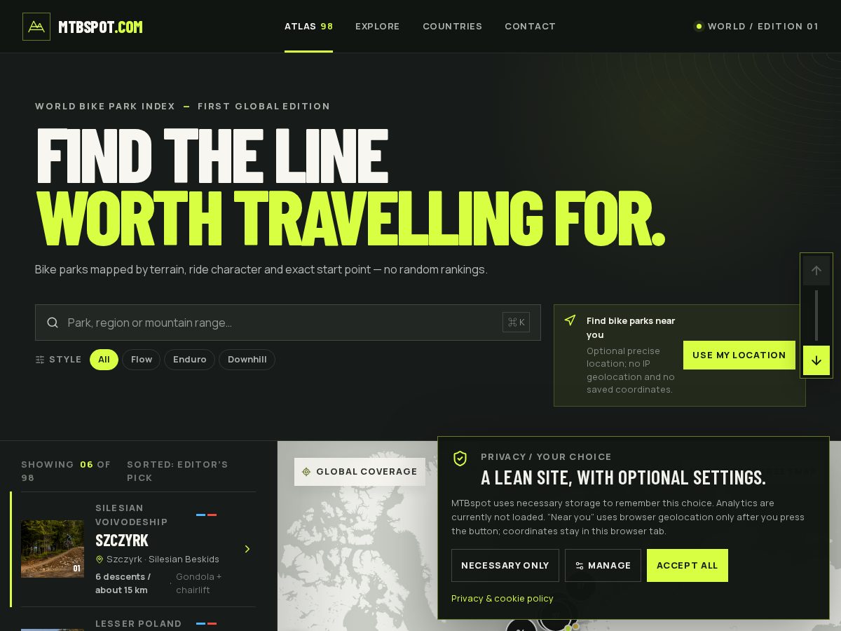 Landing-page snapshot of mtbspot.com