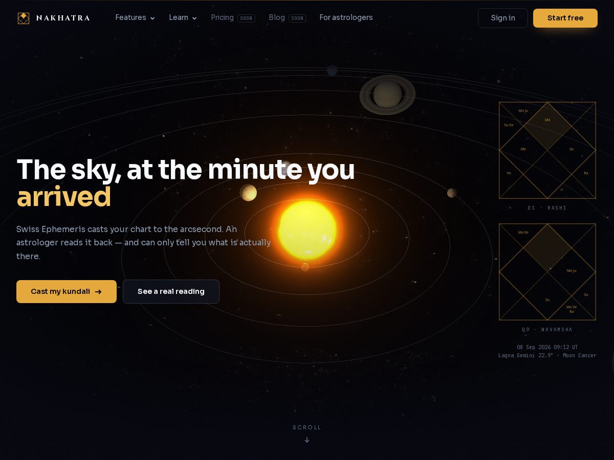 Landing-page snapshot of nakhatra.com