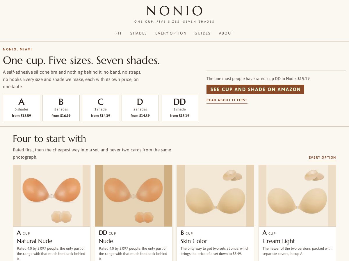 Landing-page snapshot of nonio-us.com