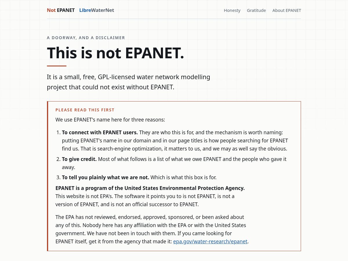 Landing-page snapshot of not-epanet.com