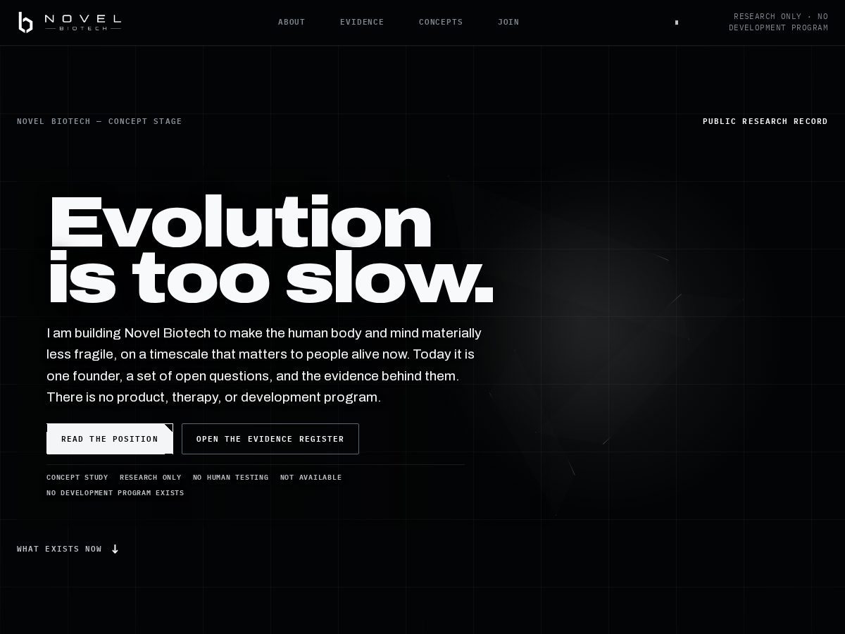 Landing-page snapshot of novel-biotech.com
