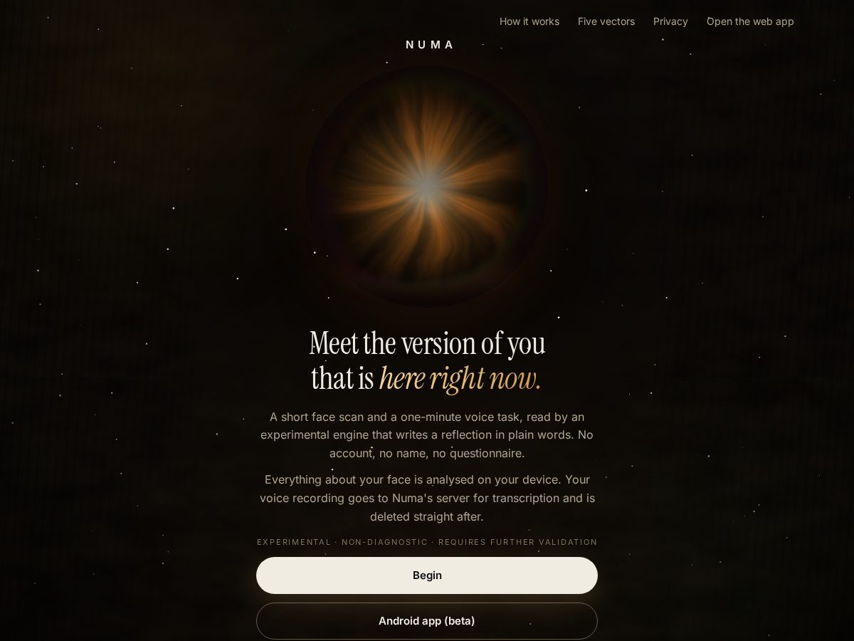 Landing-page snapshot of numasignal.com