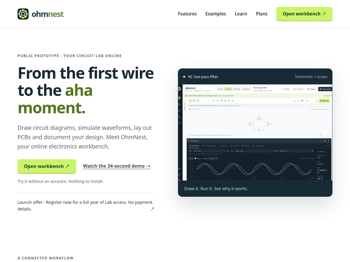 Landing-page snapshot of ohmnest.com