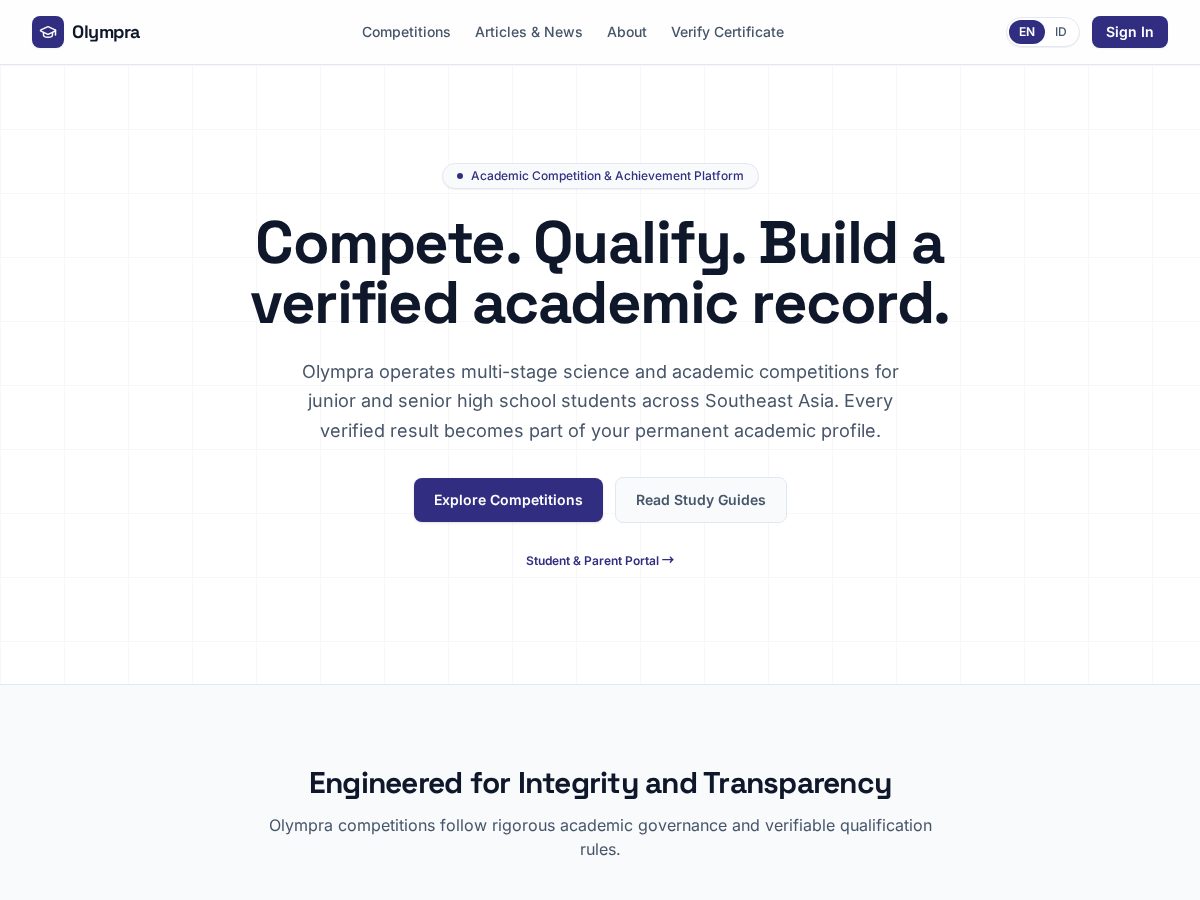 Landing-page snapshot of olympra.asia