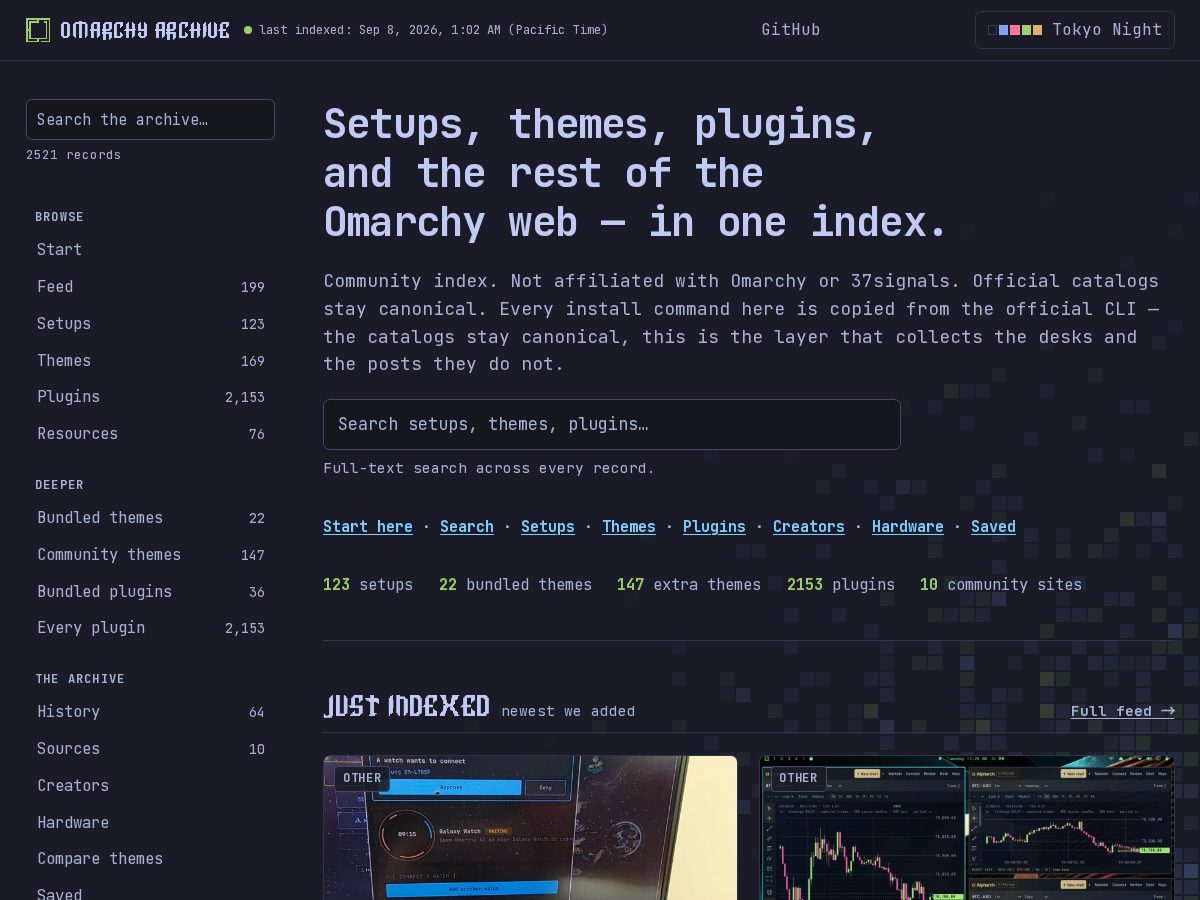 Landing-page snapshot of omarchyarchive.com