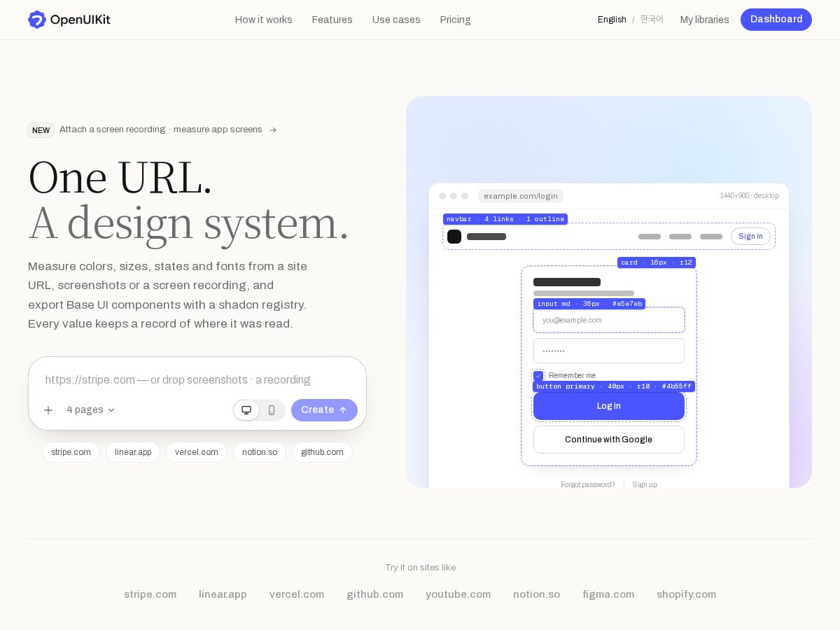 Landing-page snapshot of openuikit.com