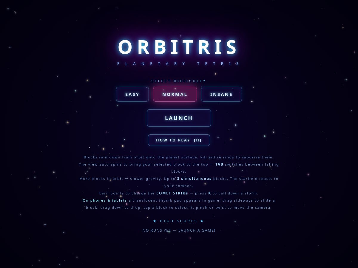 Landing-page snapshot of orbitris.space