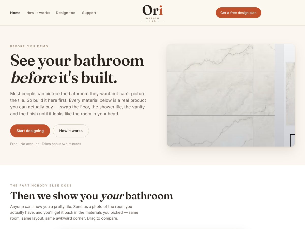 Landing-page snapshot of oridesignlab.com