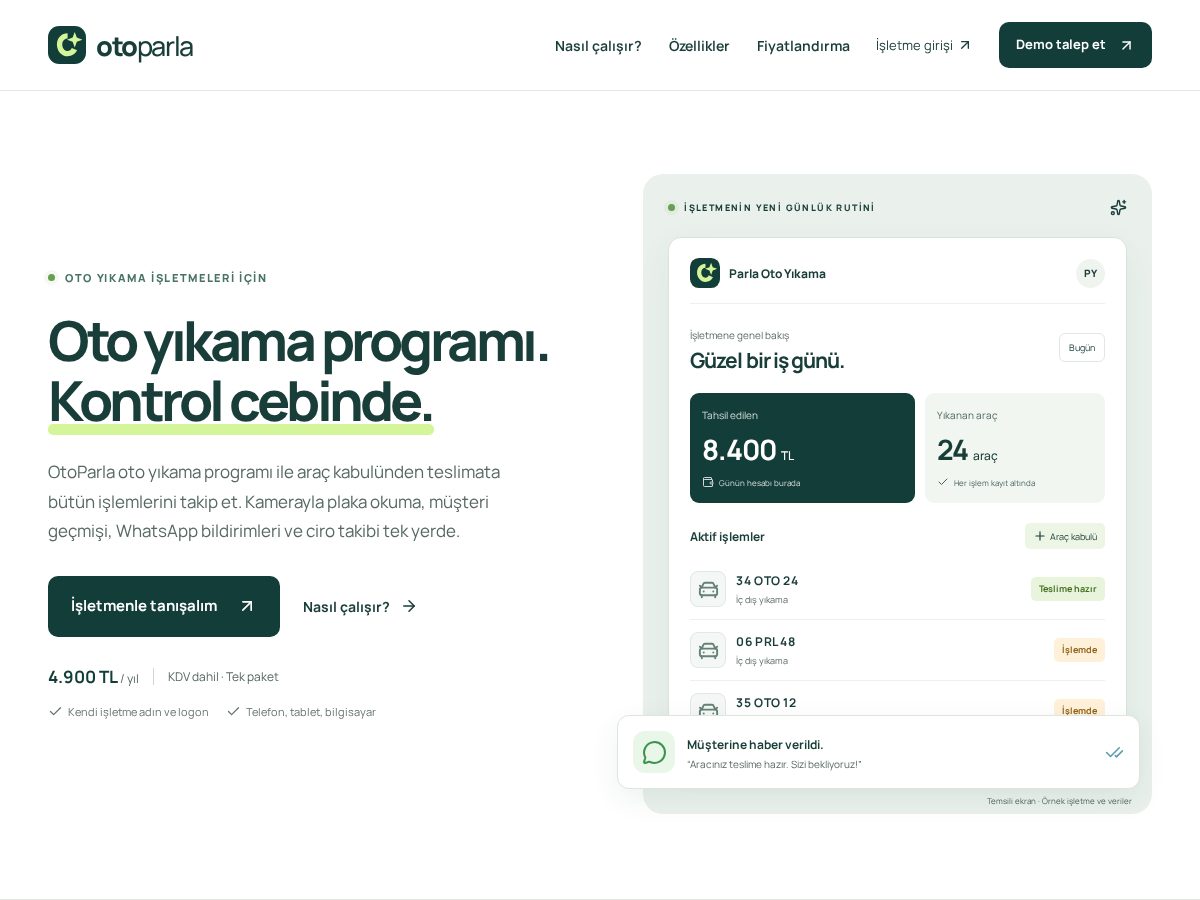 Landing-page snapshot of otoparla.com